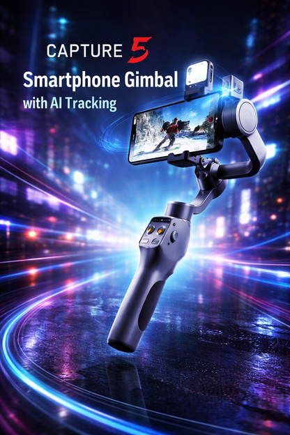 FUNSNAP Capture5 Gimbal for Smartphone 500G Payload with Magnetic AI Tracker 10-Hour Battery 3-Axis for Android & Iphone